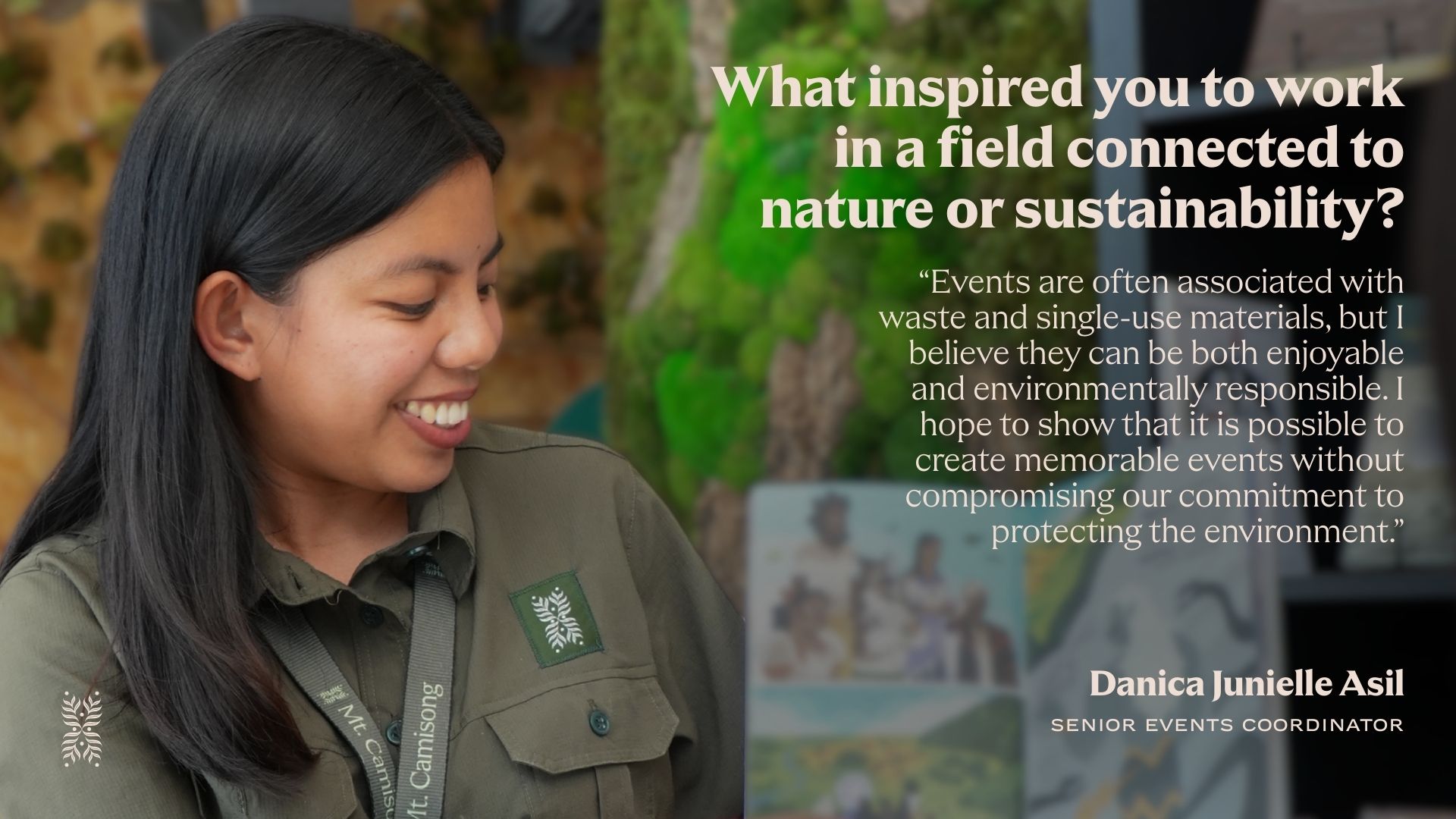 Mt. Camisong Events Coordinator Danica Asil designing eco-friendly park events for sustainable tourism in the Philippines