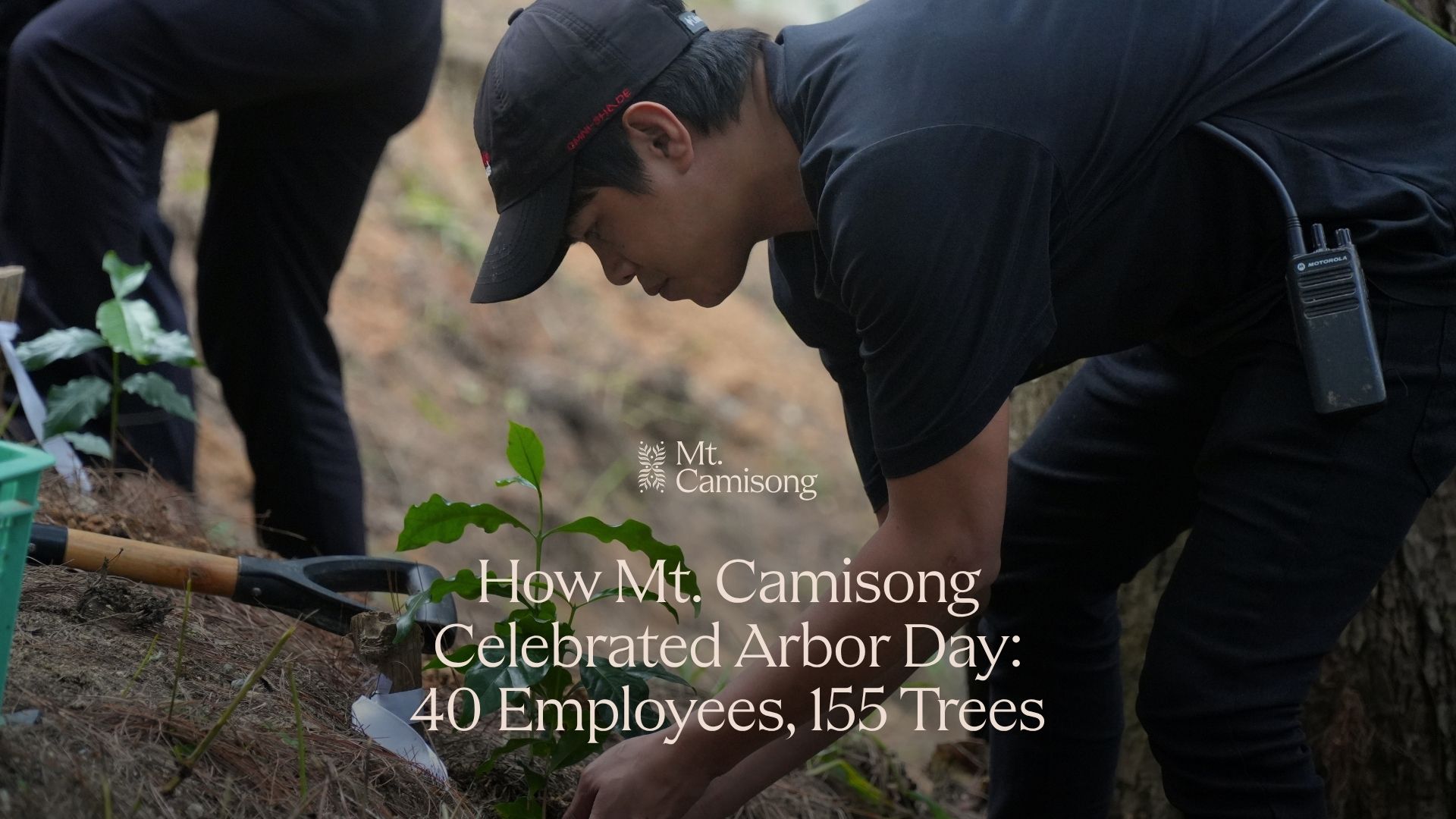 Mt. Camisong employees planting fruit-bearing trees during Philippine Arbor Day 2026 at Kahilom Forest Park Itogon Benguet
