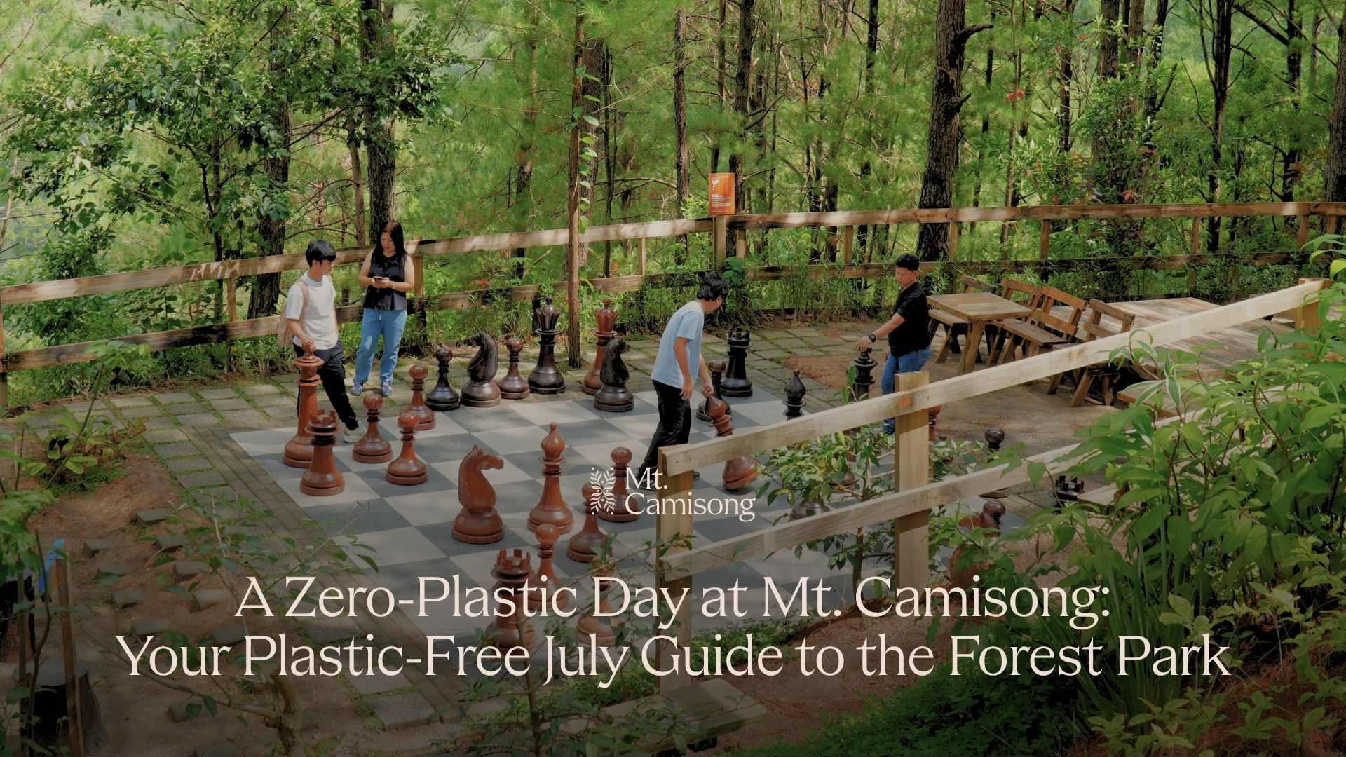 Visitors enjoying a plastic-free day at Mt. Camisong Forest Park in Itogon Benguet near Baguio with pine forest views