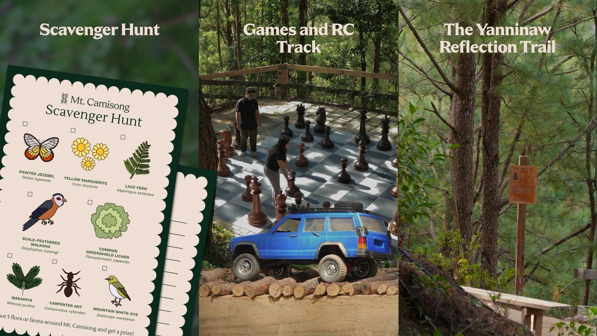 Nature scavenger hunt and reflective hiking activities on the Kahilom Trails at Mt. Camisong Forest Park Benguet Philippines