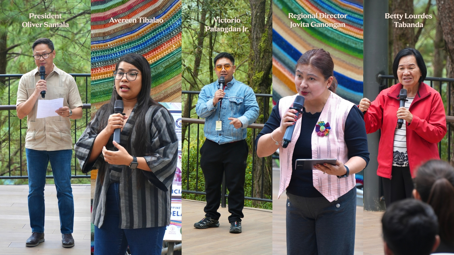 Four speakers deliver congratulatory messages at the Adelaida Guia mandala unveiling at Mt. Camisong